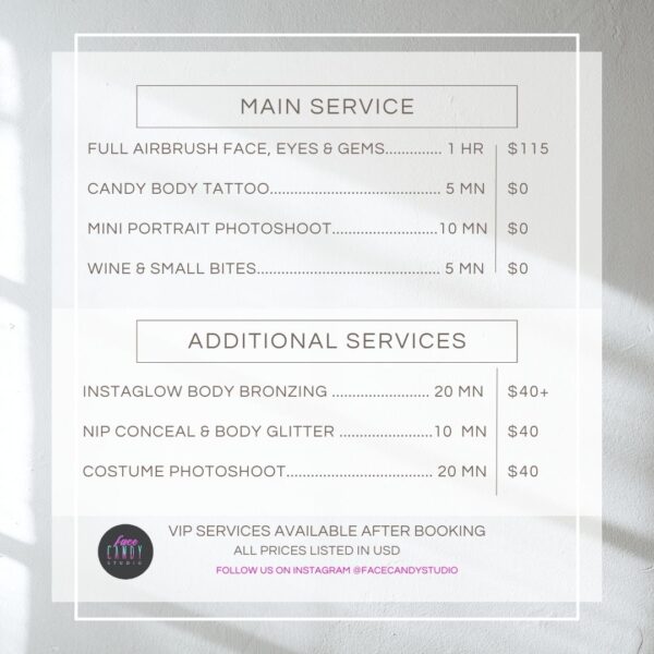 FACE CANDY STUDIO CARNIVAL MAKEUP SERVICES